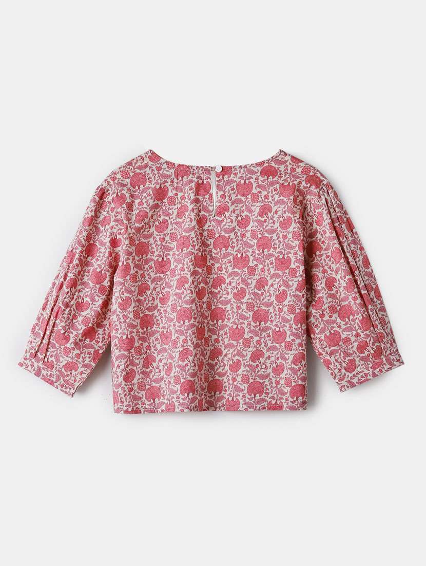 women printed puff sleeve crop top - 21932616 -  Standard Image - 4