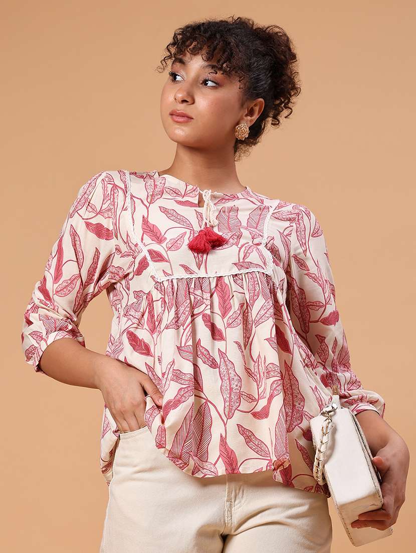 women printed three quarter sleeve kurti - 21932689 -  Standard Image - 1