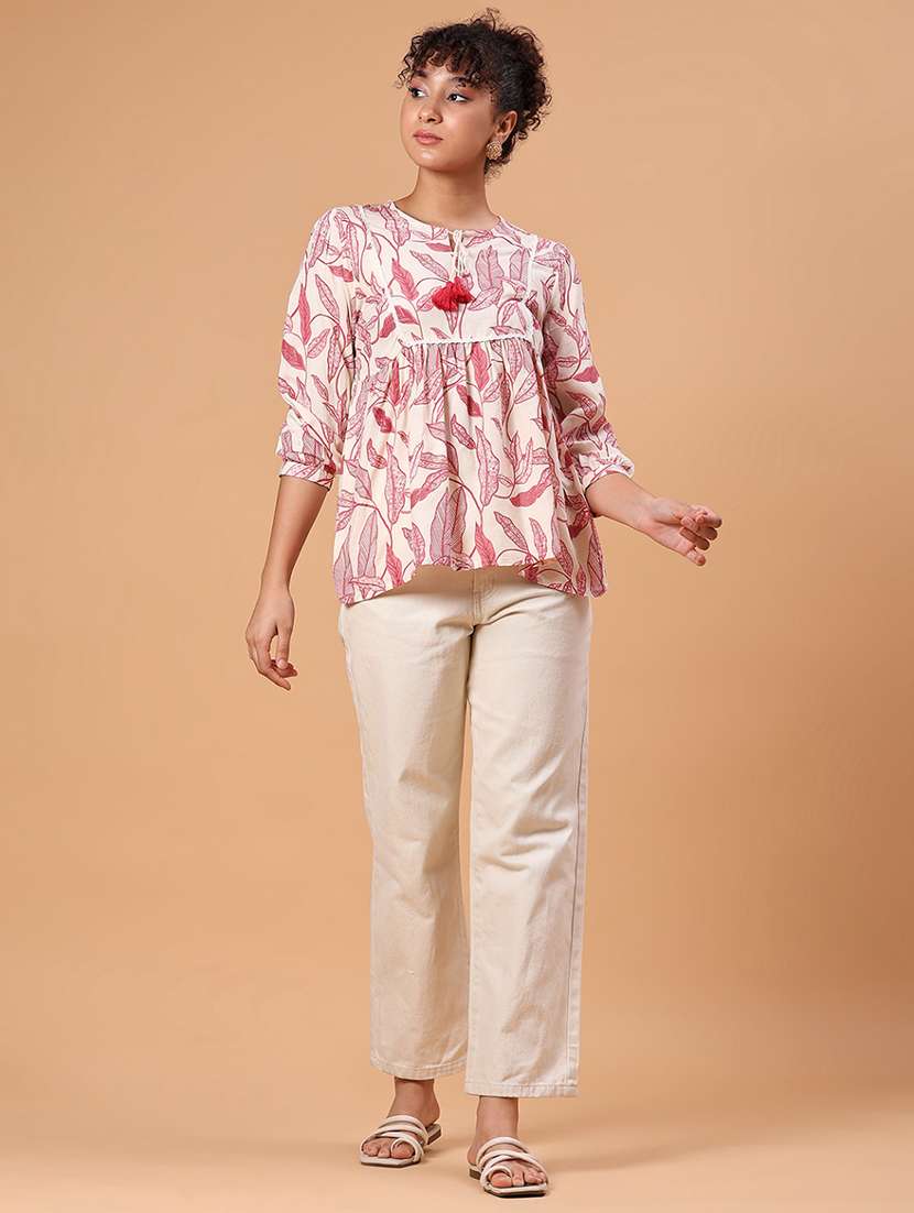 women printed three quarter sleeve kurti - 21932689 -  Standard Image - 4