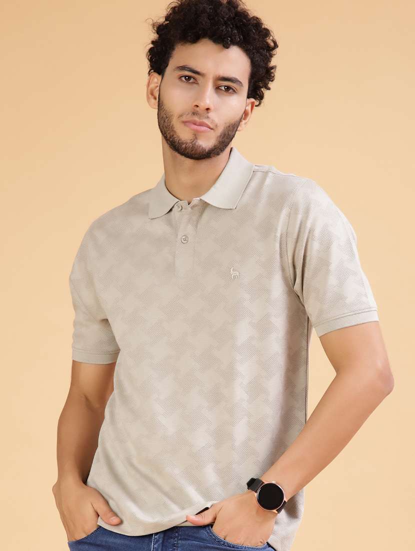 men printed short sleeve regular fit polo t-shirt