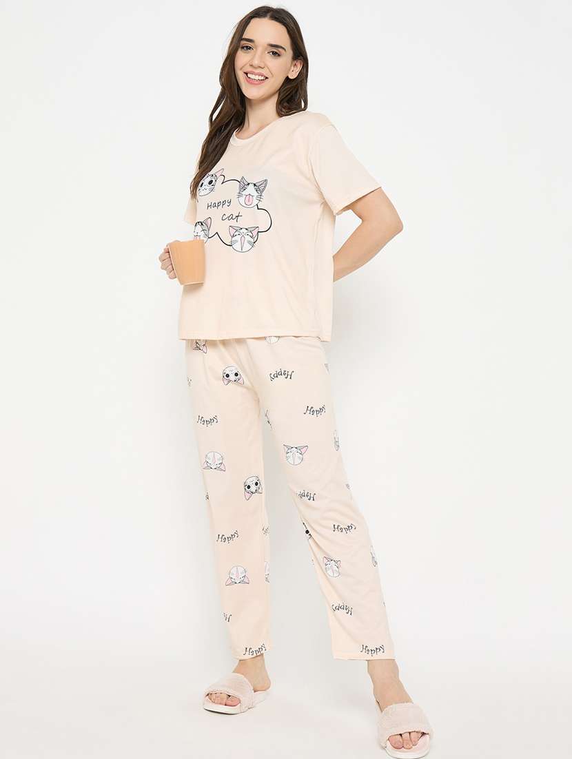 women printed nightwear pyjama set - 21932716 -  Standard Image - 1