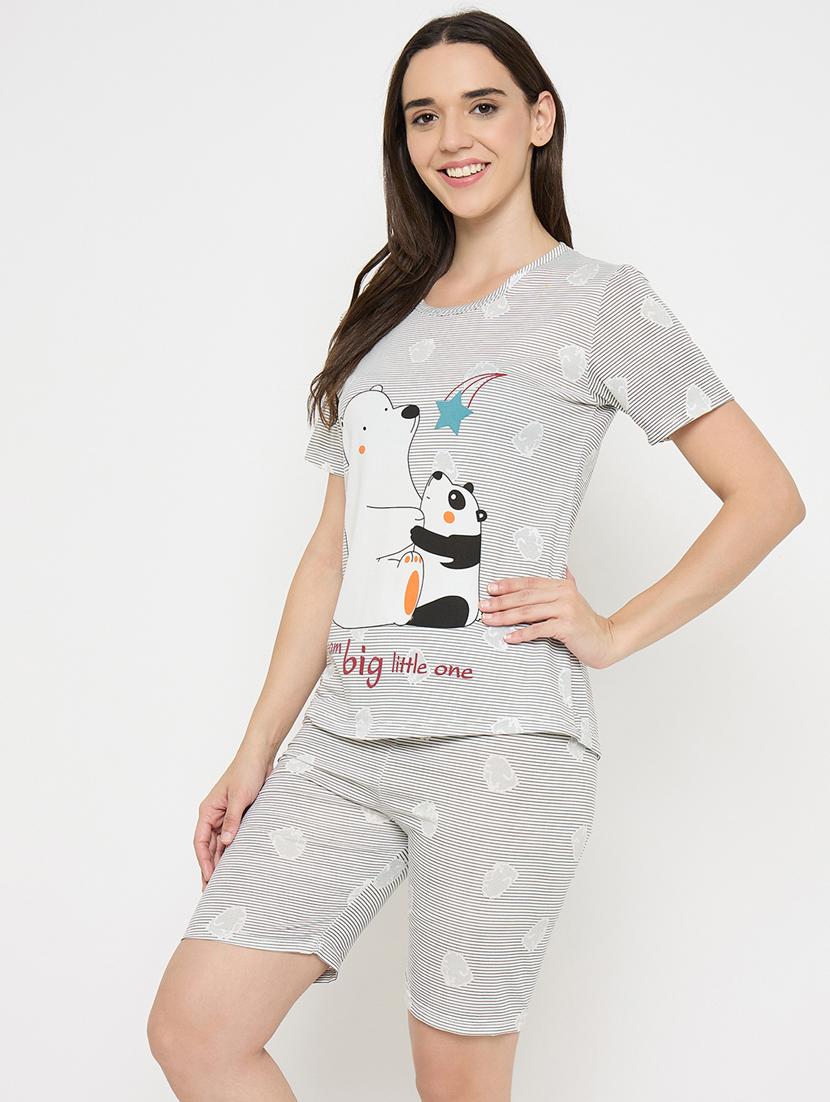 women printed nightwear shorts set - 21932721 - Standard Image - 1
