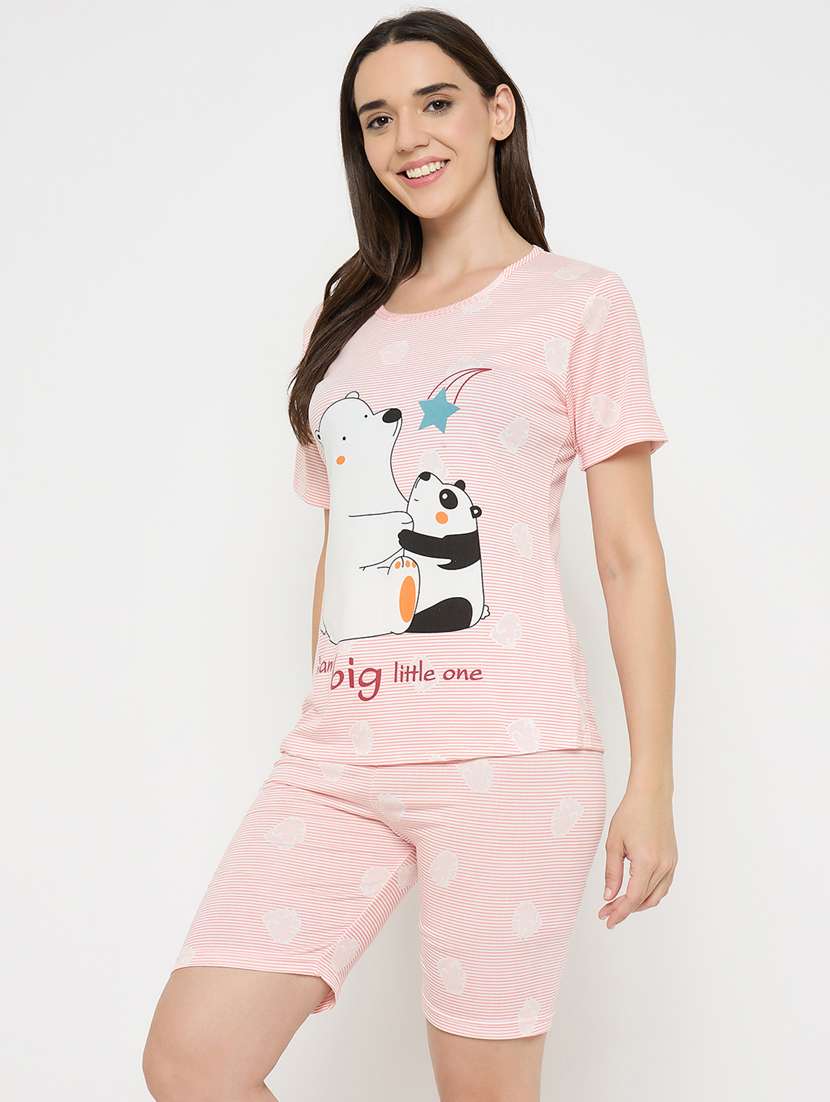 women printed nightwear shorts set - 21932722 -  Standard Image - 1