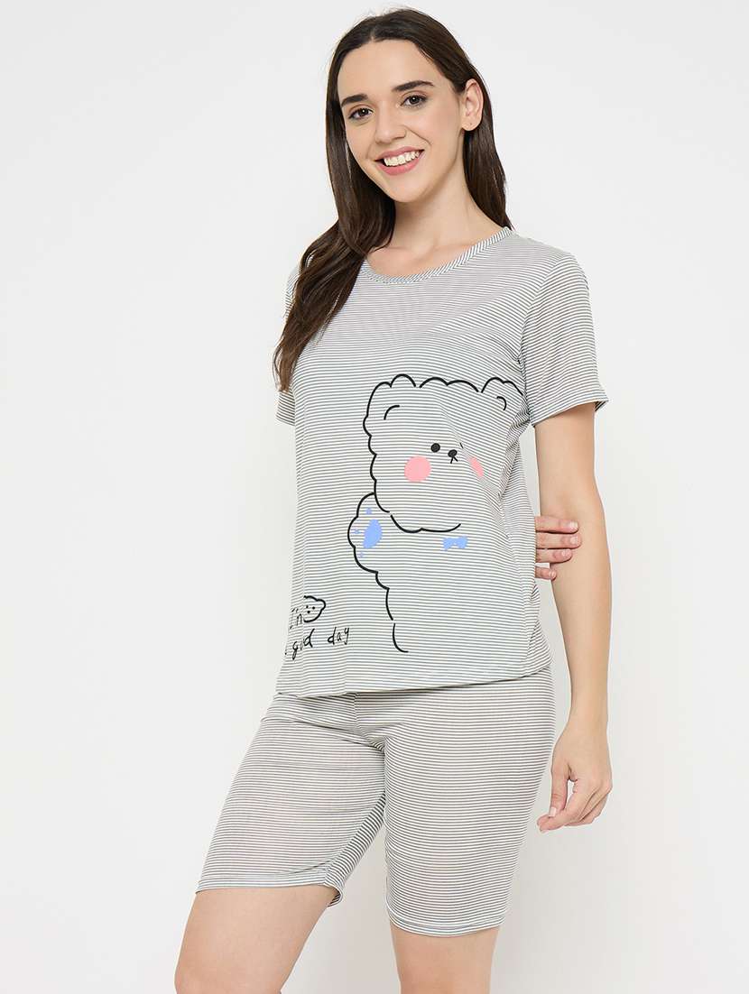 women printed nightwear shorts set - 21932724 -  Standard Image - 1