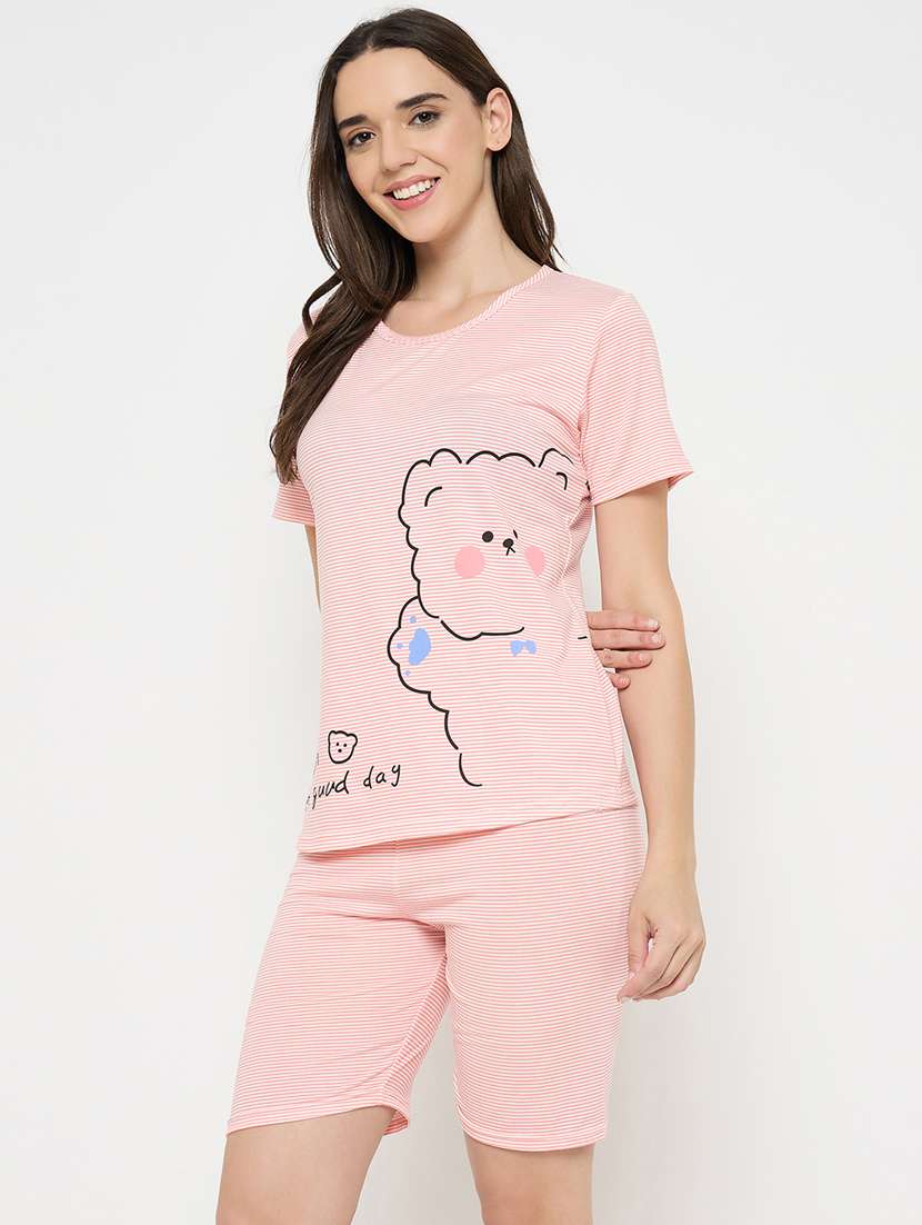 women printed nightwear shorts set - 21932725 -  Standard Image - 1