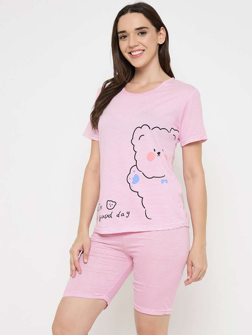 women printed nightwear shorts set - 21932726 -  Standard Image - 1