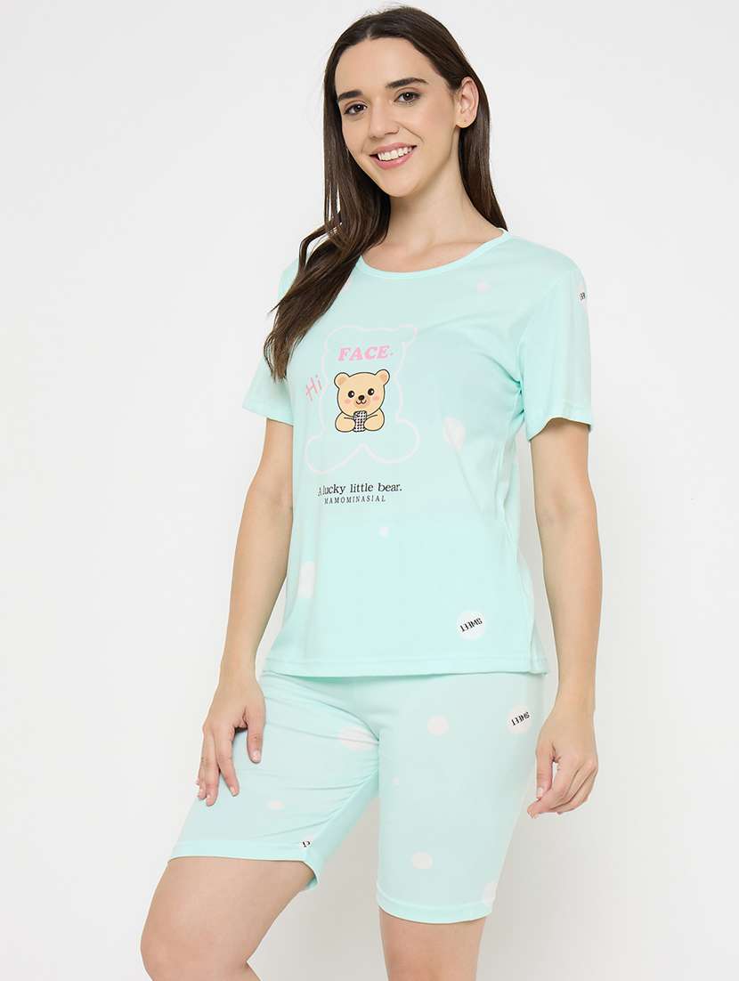 women printed nightwear shorts set - 21932727 -  Standard Image - 1