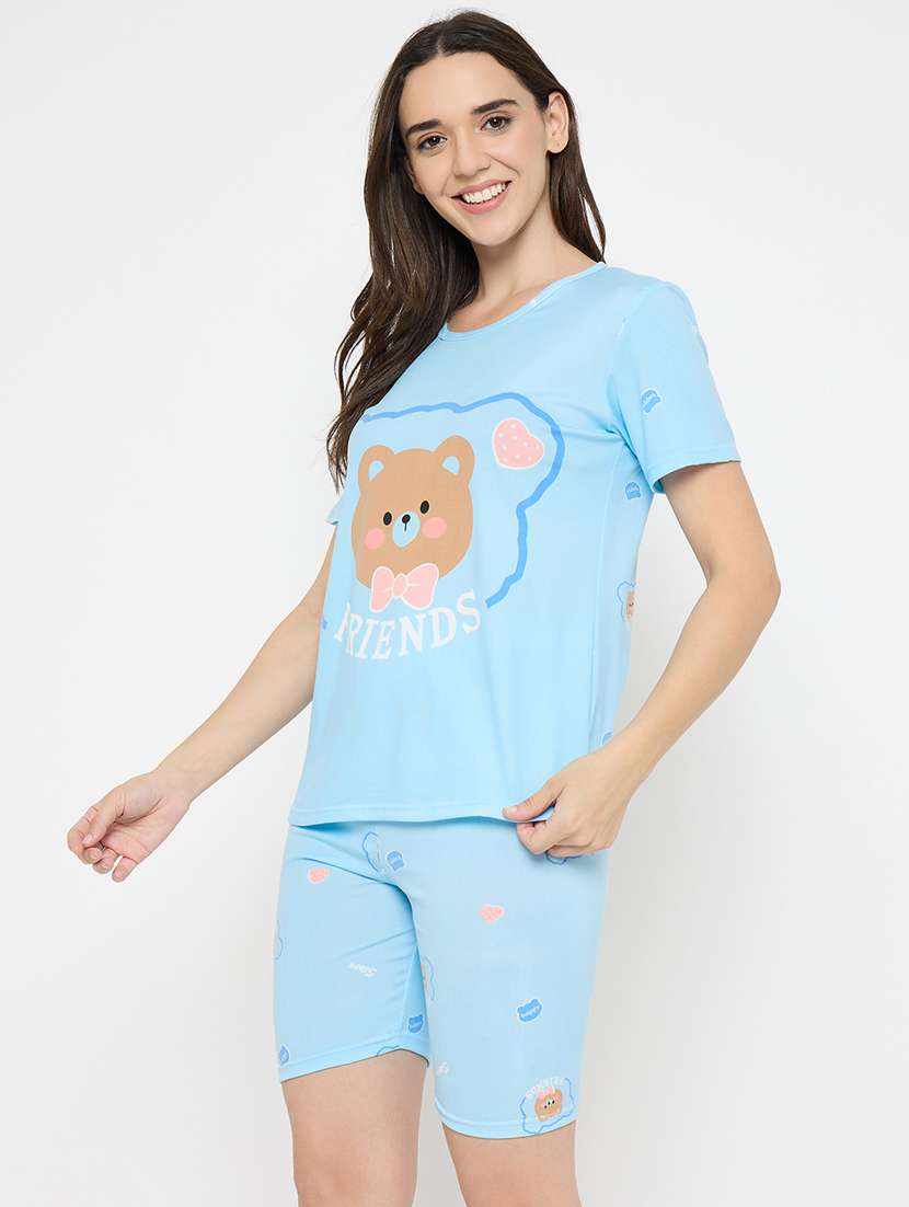 women printed nightwear shorts set - 21932730 -  Standard Image - 1