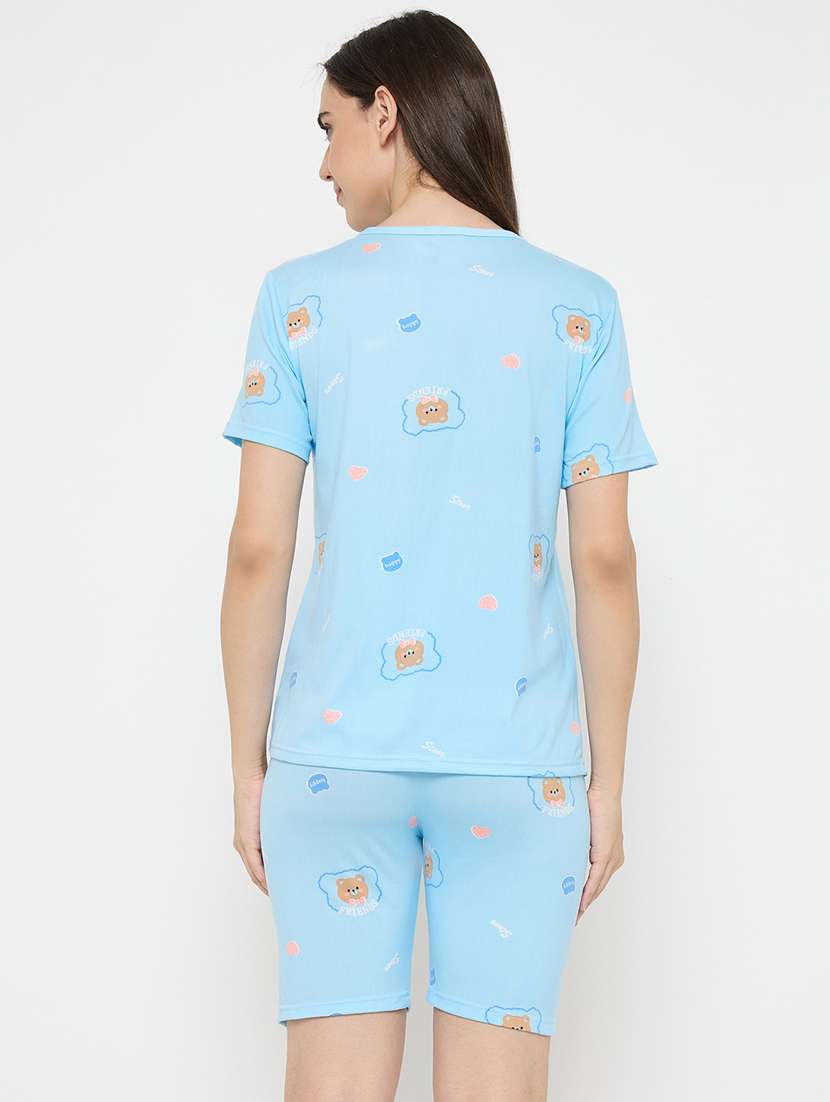 women printed nightwear shorts set - 21932730 -  Standard Image - 4