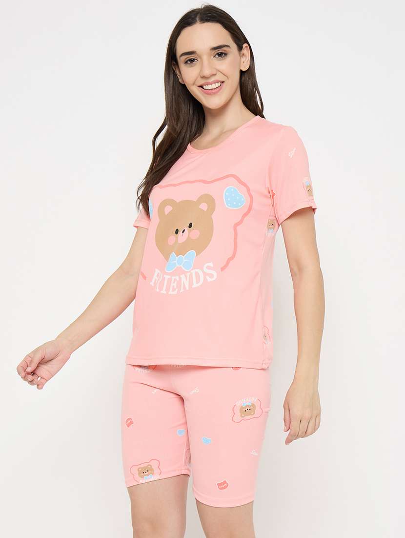 women printed nightwear shorts set - 21932731 -  Standard Image - 1