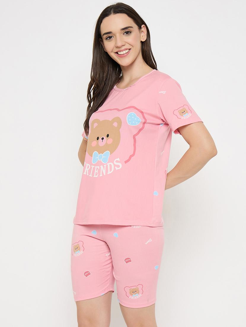 women printed nightwear shorts set - 21932732 - Standard Image - 1