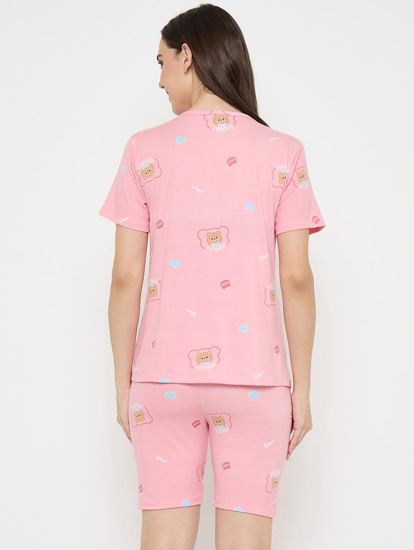women printed nightwear shorts set - 21932732 - Standard Image - 4