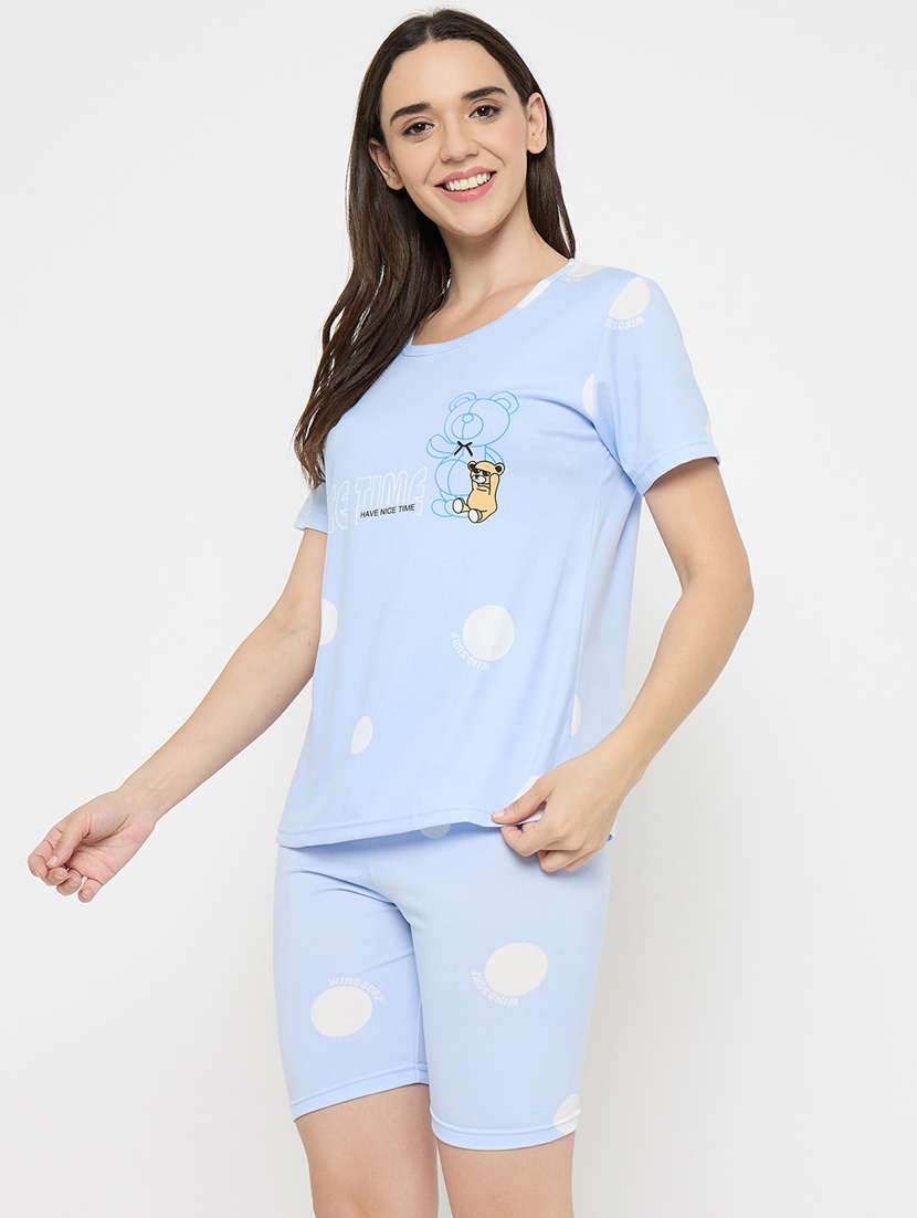 women printed nightwear shorts set - 21932733 -  Standard Image - 1