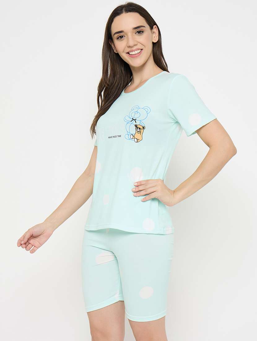 women printed nightwear shorts set - 21932734 -  Standard Image - 1