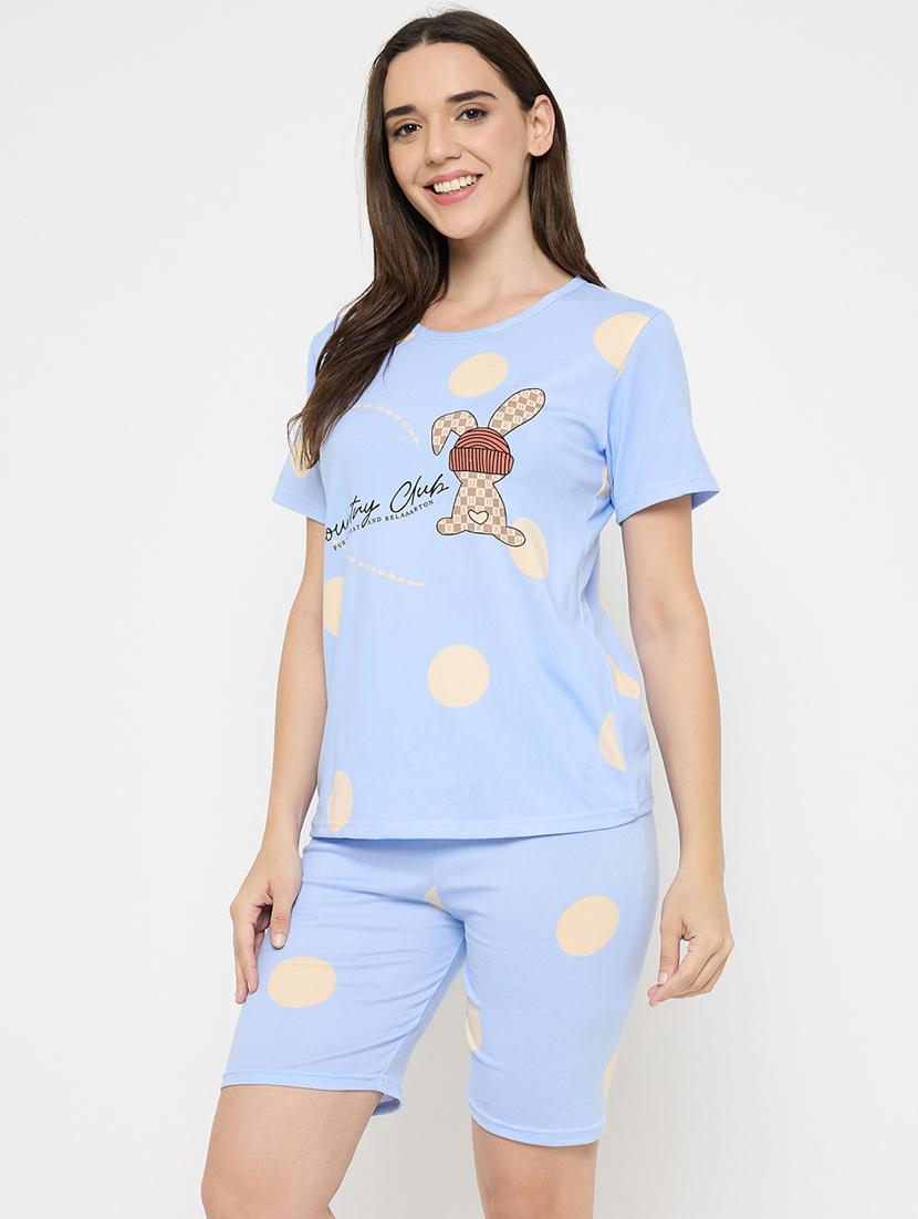 women printed nightwear shorts set - 21932736 -  Standard Image - 1