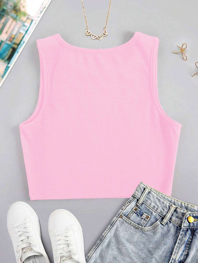women solid sleeveless tank top - 21932739 -  Standard Image - 1
