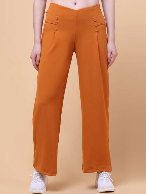 women solid mid rise wide leg trouser - 21932744 -  Standard Image - 0