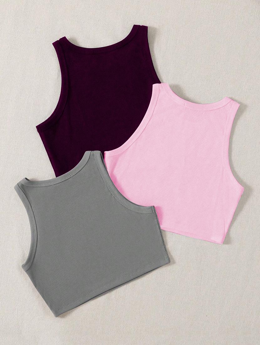 women pack of 3 solid sleeveless tank top - 21932749 - Standard Image - 1