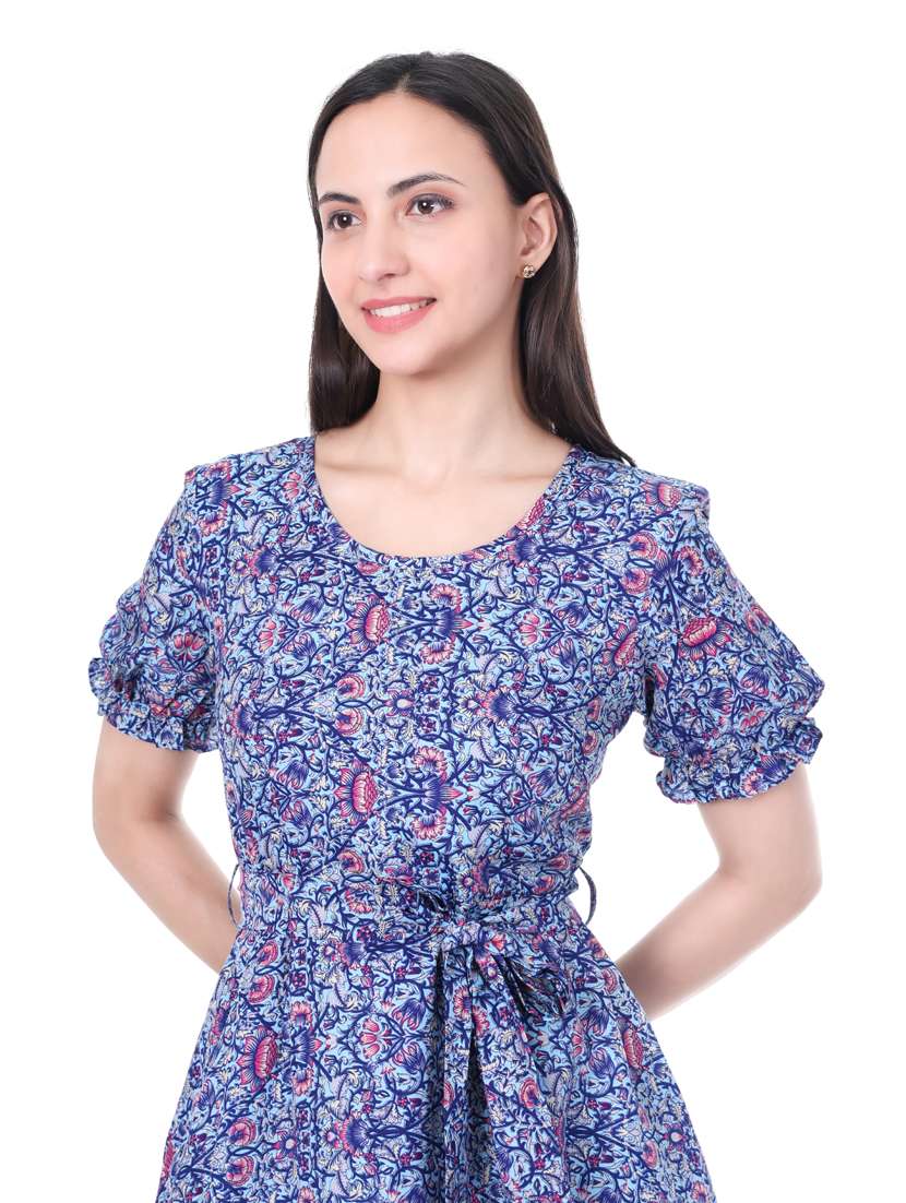 women floral rpint puff sleeves fit & flare dress - 21932759 - Standard Image - 4