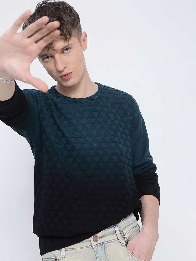 men ombre long sleeve regular fit pullover - 21933407 - Zoom Image - 0