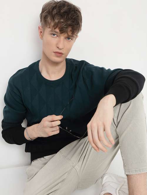 men ombre long sleeve regular fit pullover