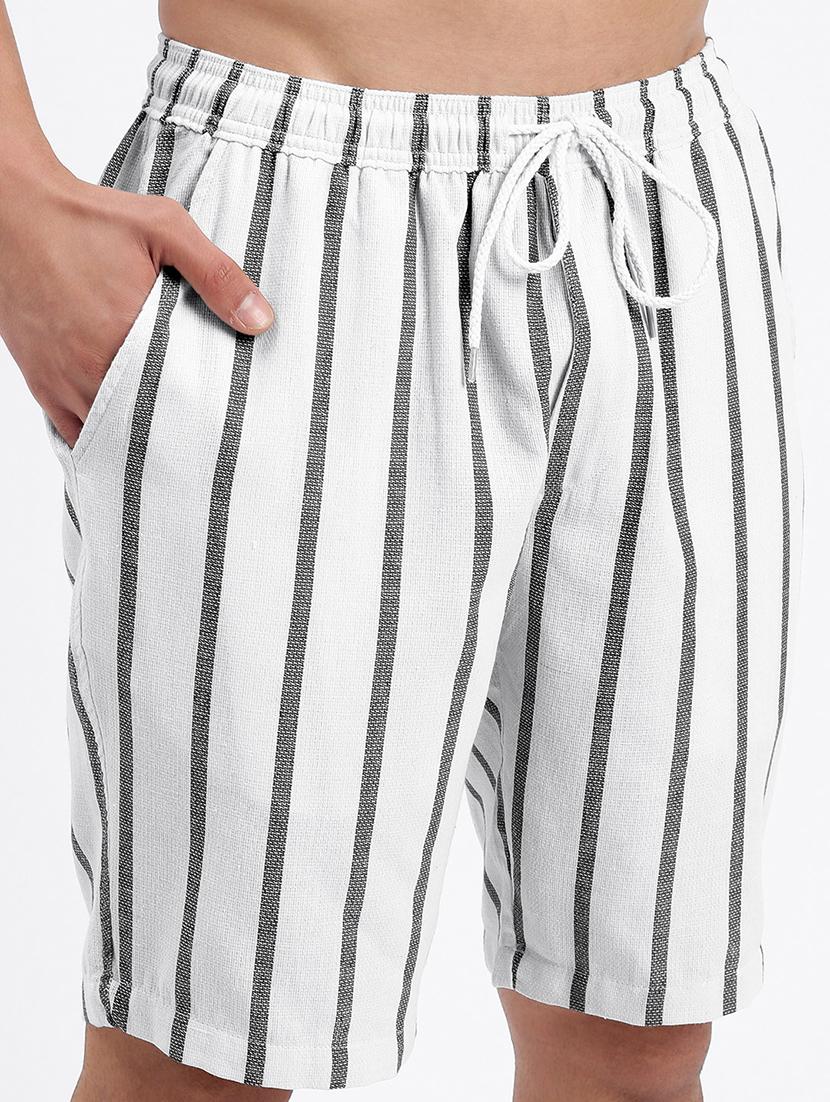 men's white and grey striped cotton co-ord set - 21933412 - Standard Image - 6