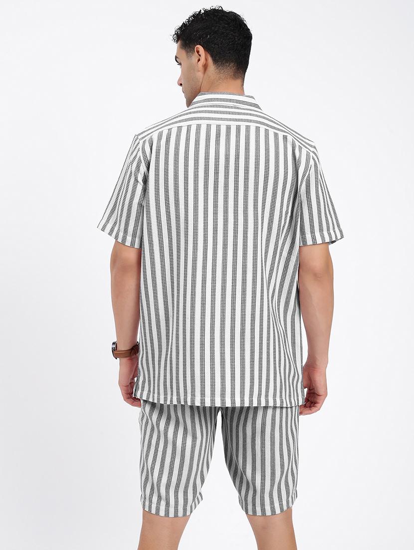 men's striped cotton blend co-ord set casual wear - 21933414 - Standard Image - 4
