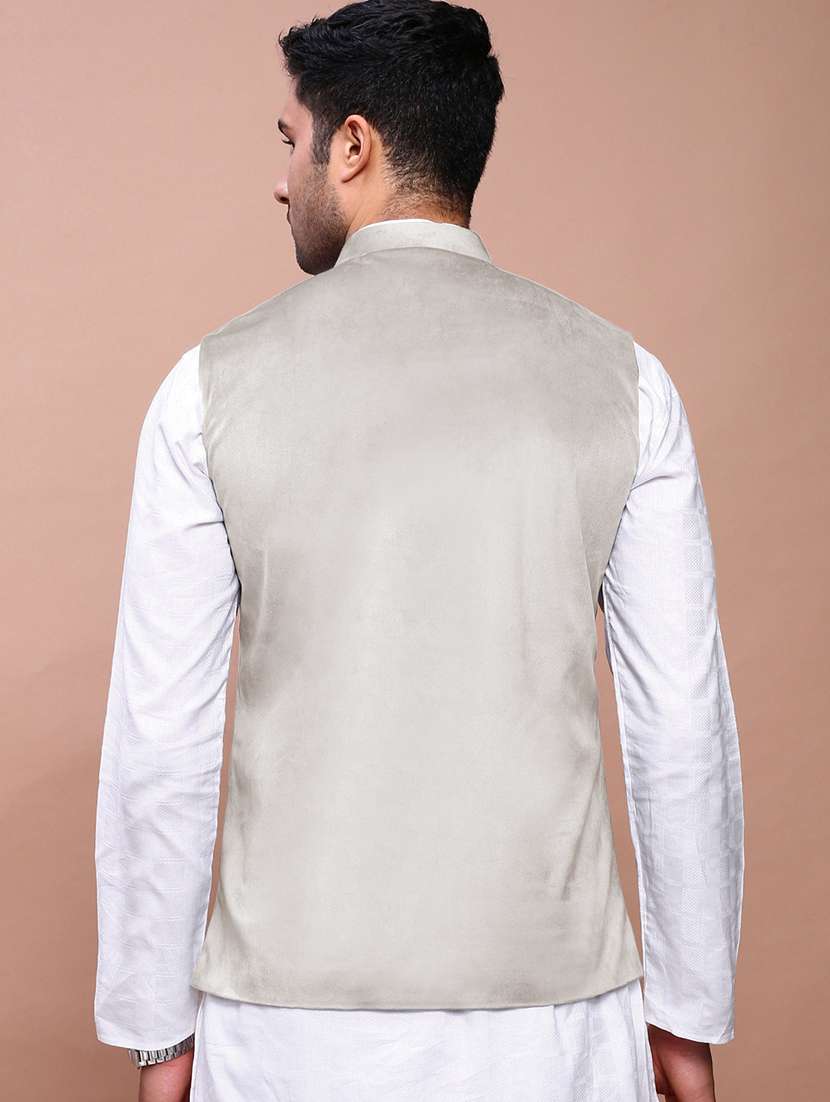 men's casual solid velvet nehru jacket - 21933418 - Standard Image - 4