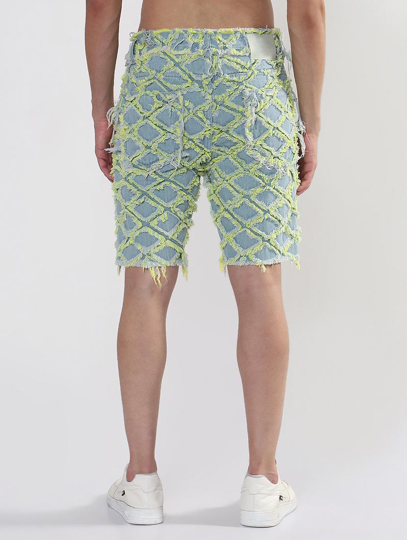 men blue geometric low rise regular fit shorts - 21933429 - Standard Image - 4