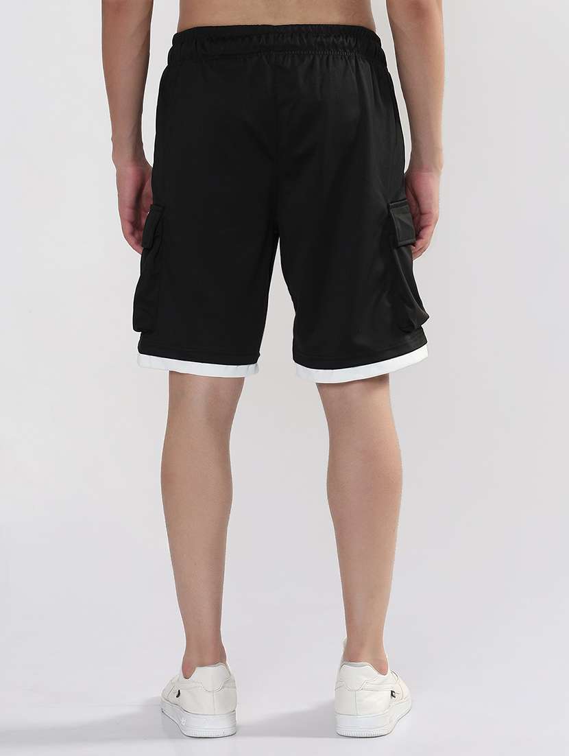men black solid low rise relaxed fit cargo shorts - 21933431 -  Standard Image - 4