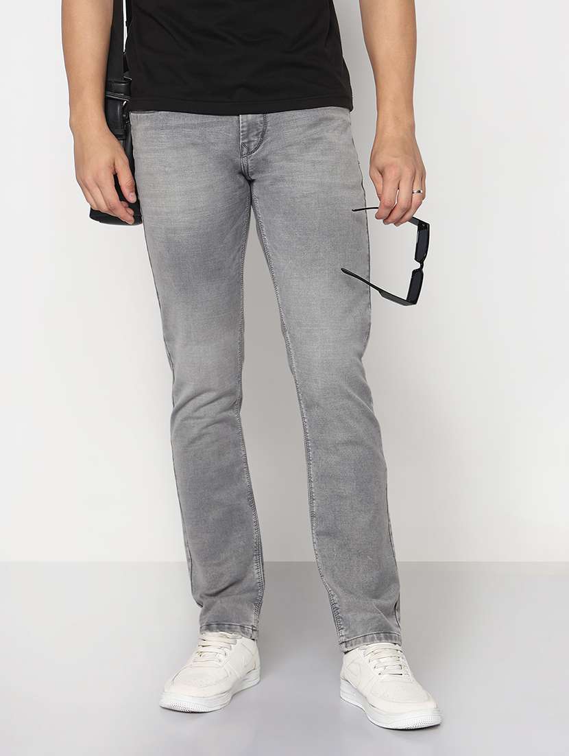 men solid mid rise slim fit jean