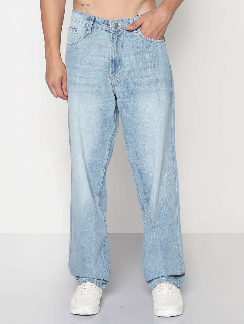 men solid mid rise baggy jean - 21933456 -  Standard Image - 1