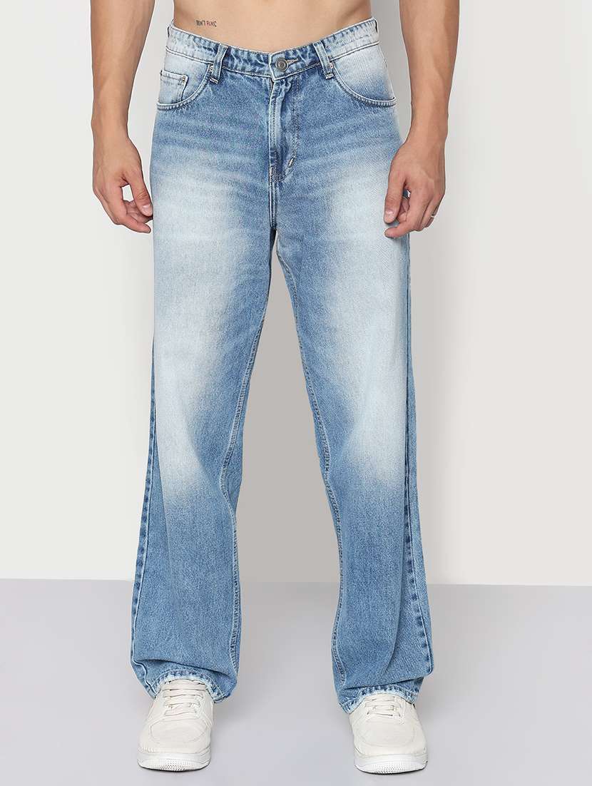 men solid mid rise baggy jean - 21933457 -  Standard Image - 1