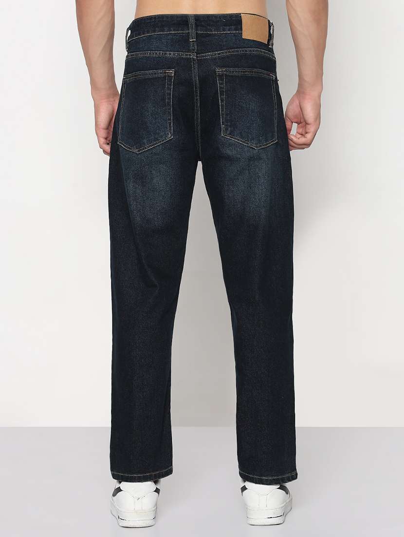 men navy blue mid rise full length jeans - 21933458 -  Standard Image - 4