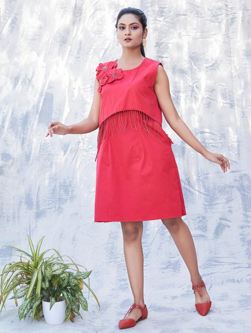 women solid sleeveless layered dress - 21933470 -  Standard Image - 1