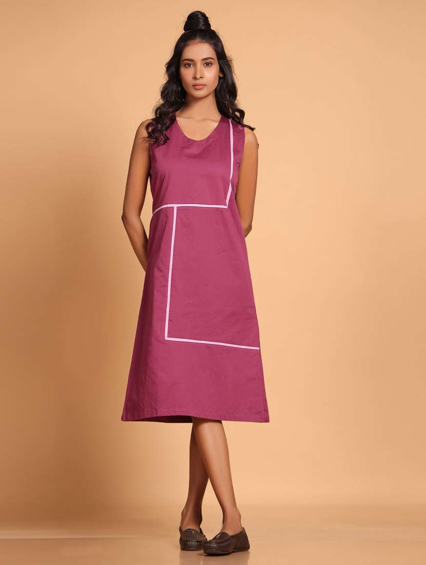 women solid sleeveless a-line dress - 21933476 - Zoom Image - 0