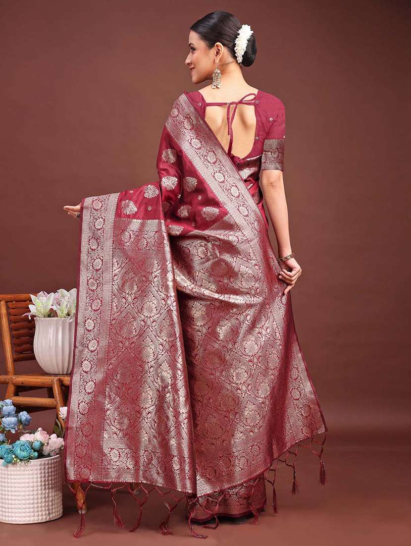women self design banarasi saree with blouse - 21933556 -  Standard Image - 4