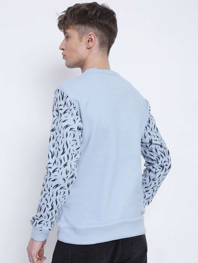 men light blue animal print round neck sweatshirt - 21933588 -  Standard Image - 4