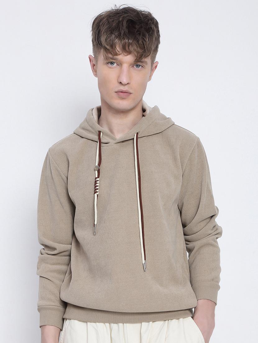 men solid long sleeve regular fit hooded sweatshirt - 21933600 -  Standard Image - 1