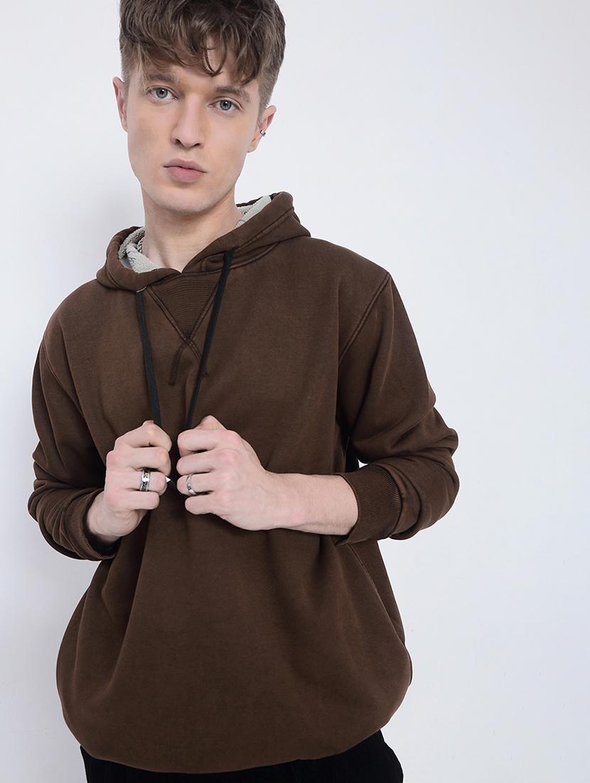 men solid long sleeve regular fit hooded sweatshirt - 21933602 -  Zoom Image - 0