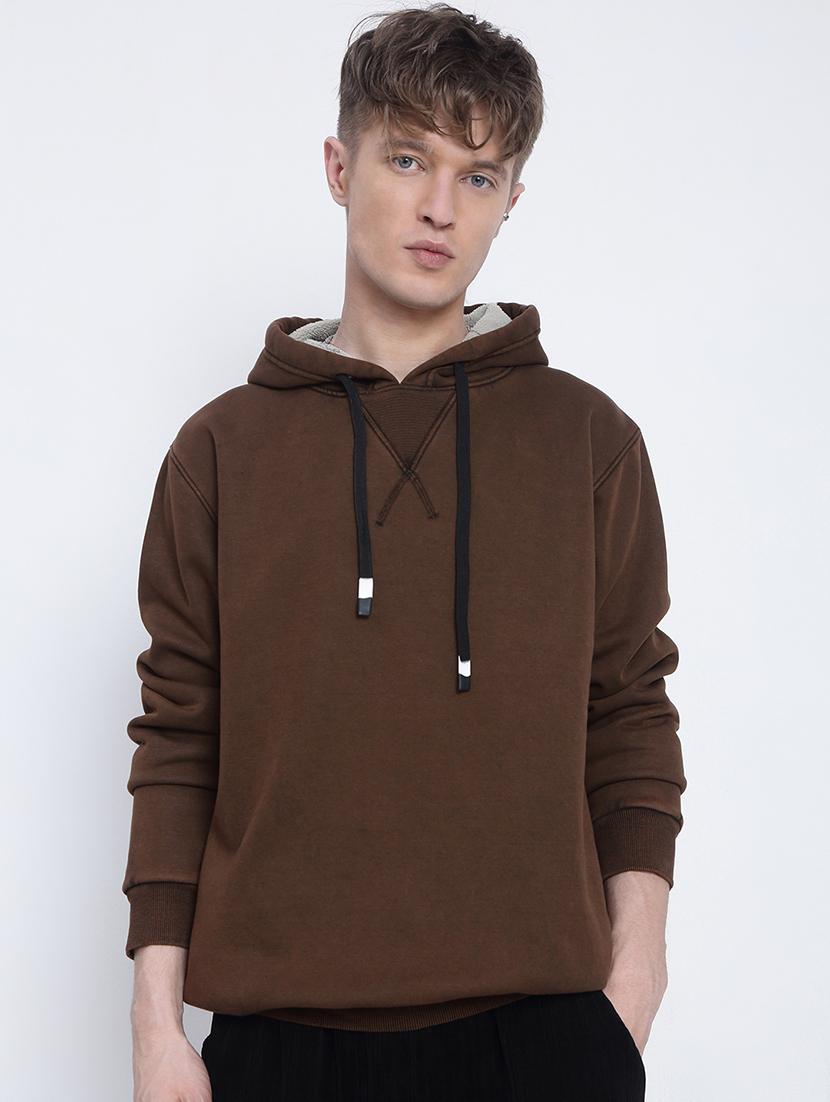 men solid long sleeve regular fit hooded sweatshirt - 21933602 -  Standard Image - 1
