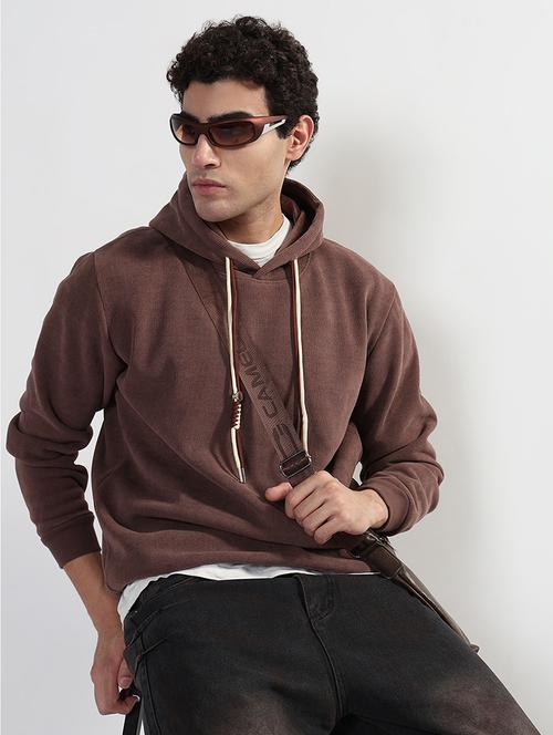 men solid long sleeve regular fit hooded sweatshirt - 21933616 -  Standard Image - 0