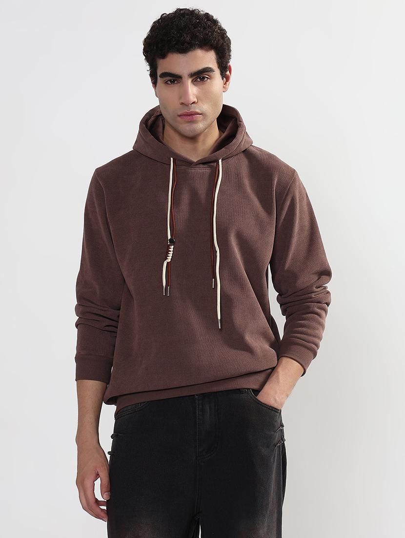 men solid long sleeve regular fit hooded sweatshirt - 21933616 -  Standard Image - 1
