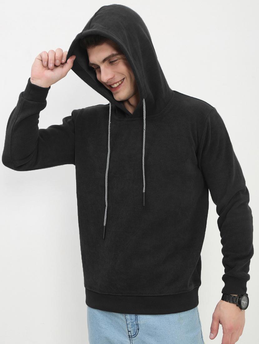men solid long sleeve regular fit hooded sweatshirt - 21933617 - Standard Image - 1
