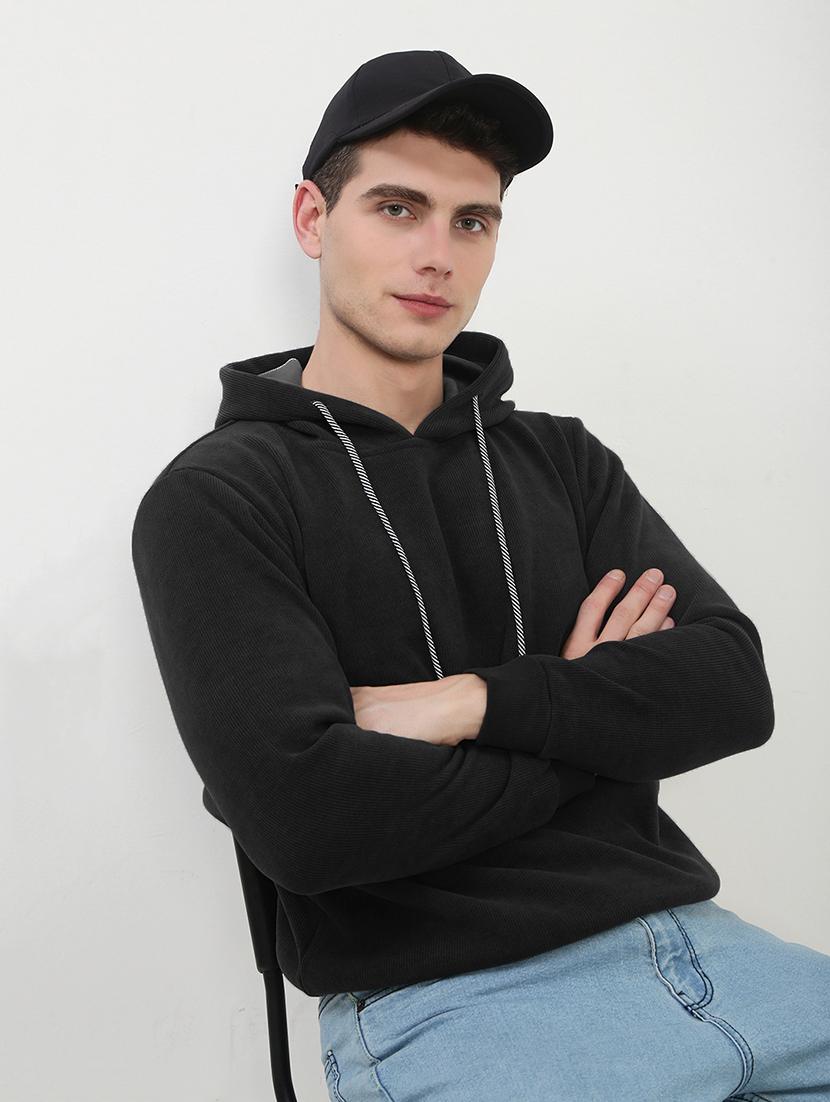 men solid long sleeve regular fit hooded sweatshirt - 21933617 - Standard Image - 4