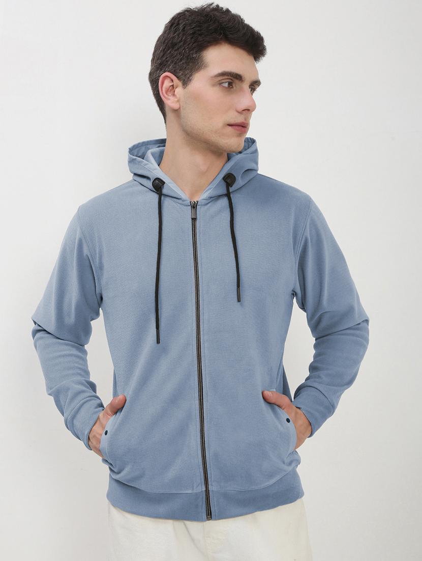 men solid long sleeve regular fit hooded sweatshirt - 21933620 -  Standard Image - 1