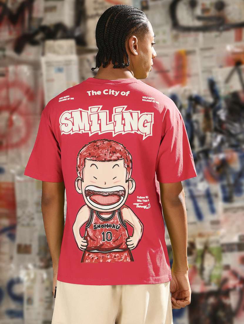 men printed short sleeves loose fit t-shirt