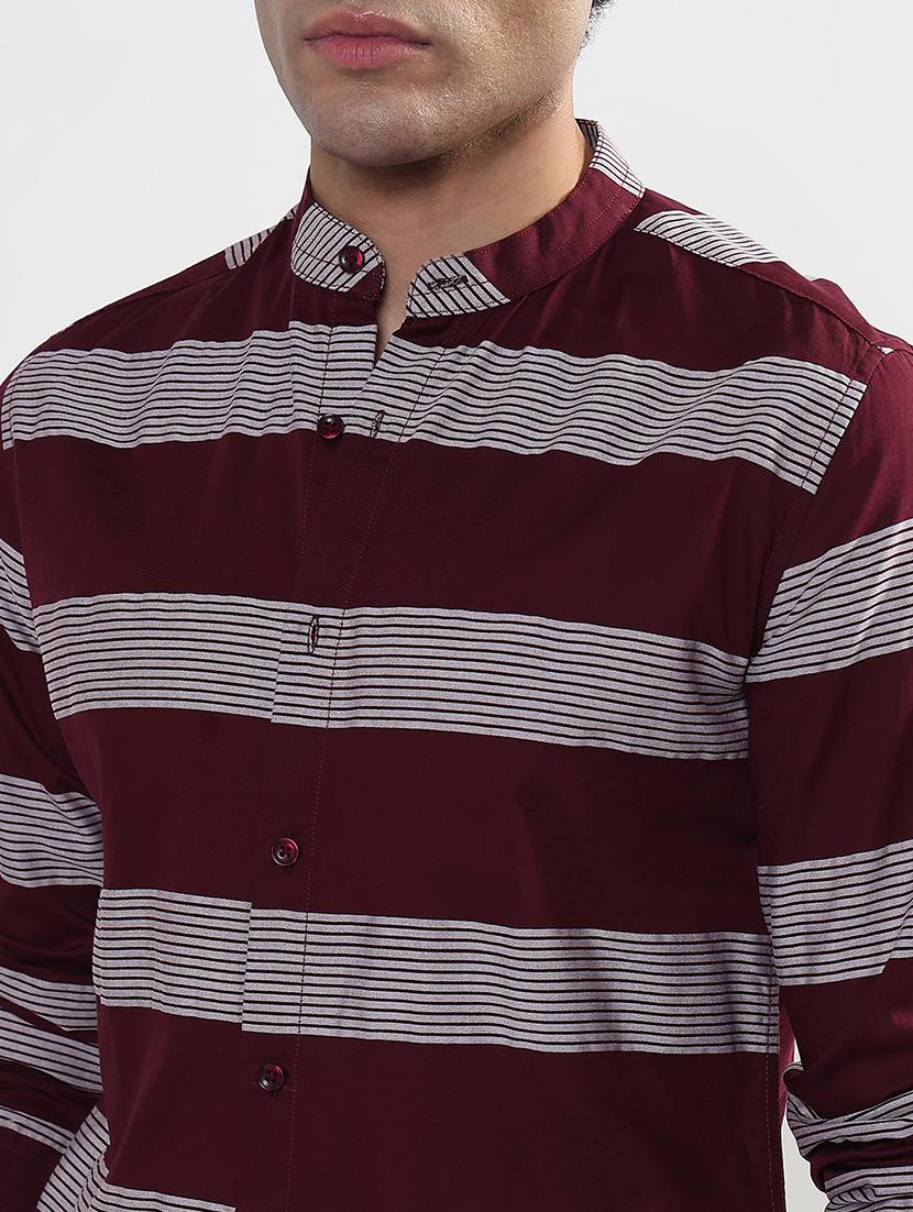 men printed long sleeve mandarin neck shirt - 21933665 - Standard Image - 4