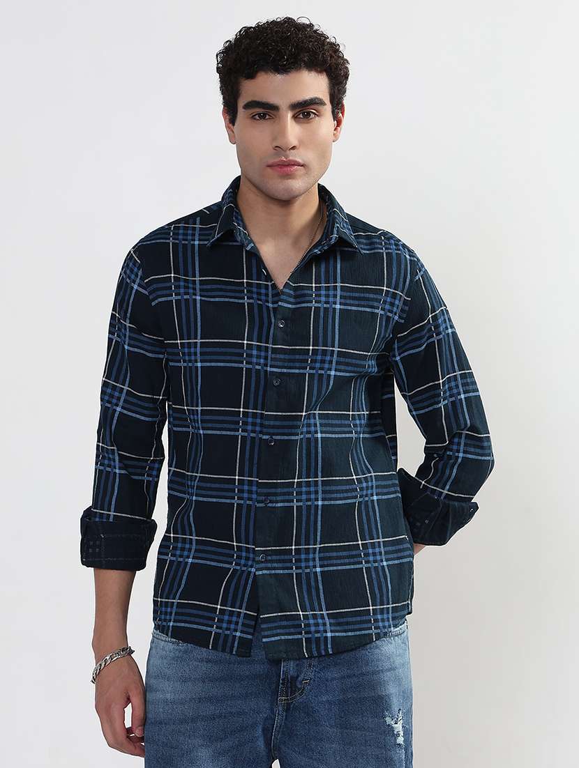men checkered long sleeve regular fit casual shirt - 21933680 -  Standard Image - 1