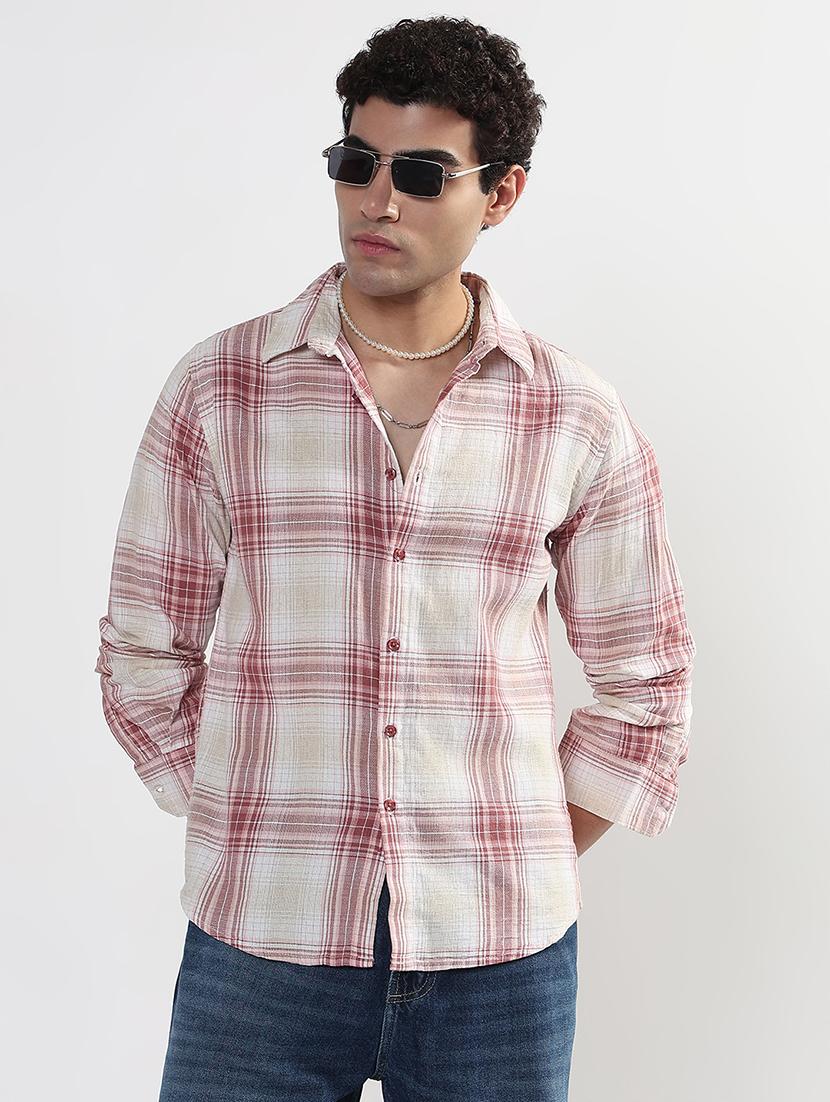 men checkered long sleeve regular fit casual shirt - 21933681 -  Standard Image - 1